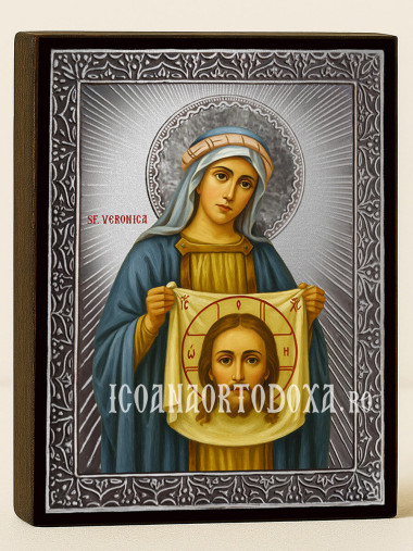 Icoană cu Sfânta Veronica cu raze argintii decorative