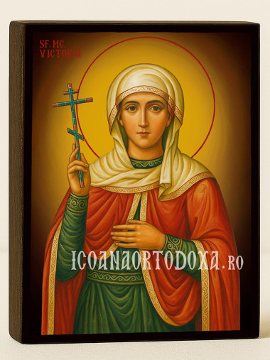 Icoană cu Sfânta Victoria cu fundal galben luminos