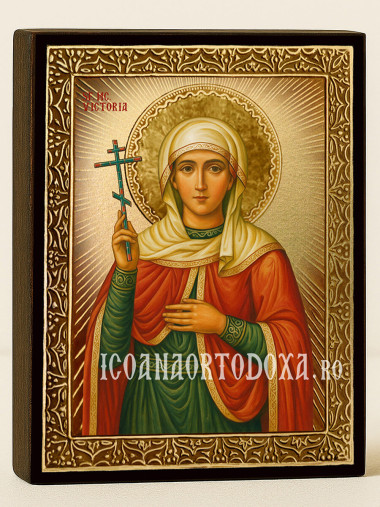 Icoană aurită cu Sfânta Victoria cu raze decorative