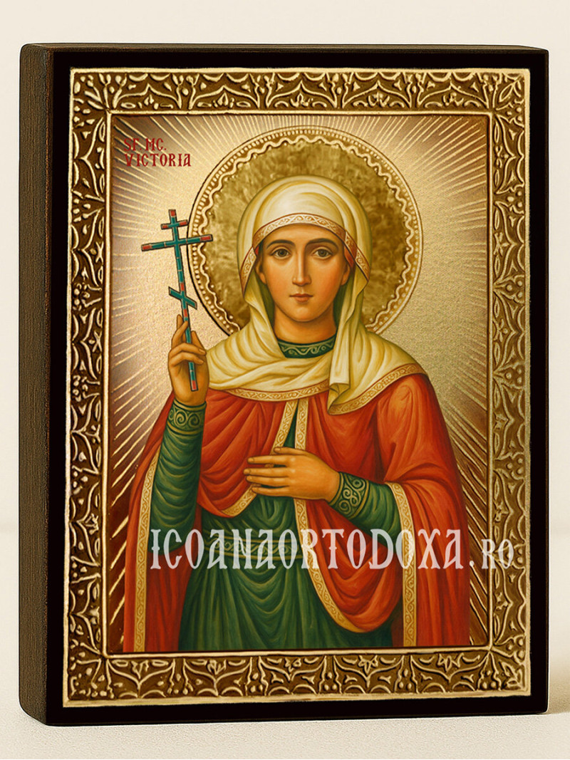 Icoană aurită cu Sfânta Victoria cu raze decorative