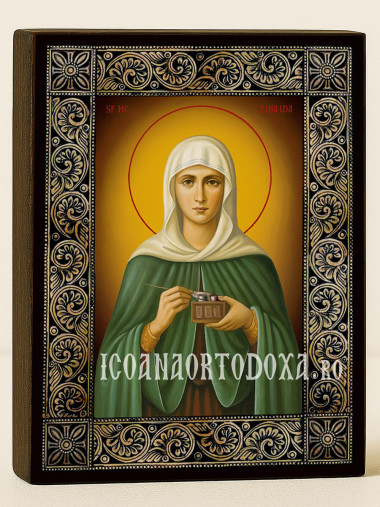 Icoană cu Sfânta Zinaida cu ramă florală decorativă