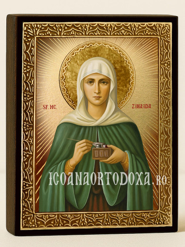 Icoană aurită cu Sfânta Zinaida cu raze decorative