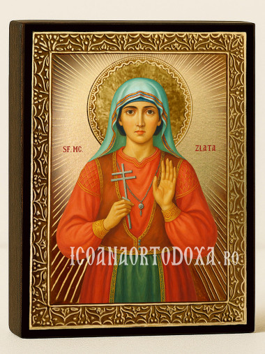 Icoană aurită cu Sfânta Zlata Maglenka cu raze decorative