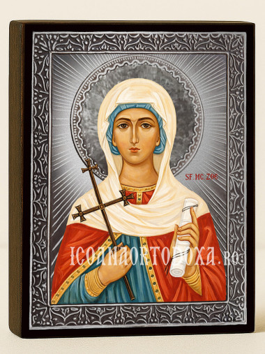 Icoană cu Sfânta Zoia cu raze argintii decorative