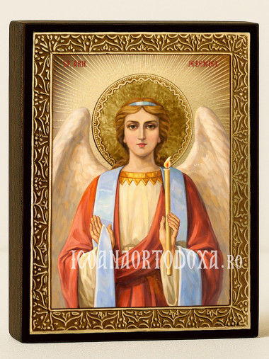 Icoană cu Sfântul Arhanghel Ieremiil cu raze aurii decorative