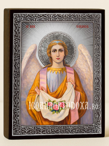 Icoană cu Sfântul Arhanghel Varahiil cu raze argintii decorative