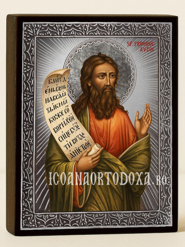Icoană din argint cu Sfântul Avdie și raze decorative