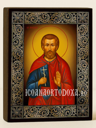 Icoană cu Sfântul Bogdan cu ramă florală decorativă