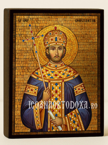 Icoană cu Sfântul Constantin cu mozaic auriu decorativ