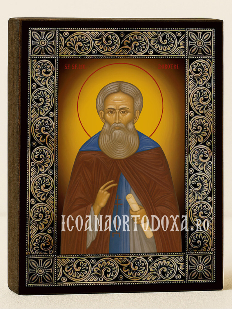Icoană cu Sfântul Dorotei cu ramă florală decorativă