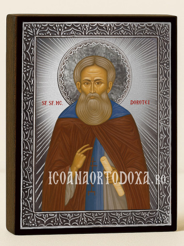 Icoană cu Sfântul Dorotei cu raze argintii decorative