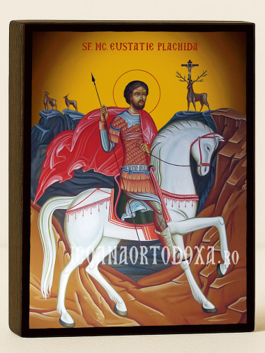 Icoană cu Sfântul Evstatie cu fundal galben luminos
