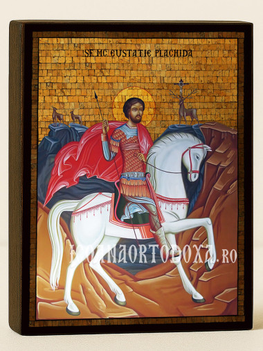 Icoană cu Sfântul Evstatie cu mozaic auriu decorativ