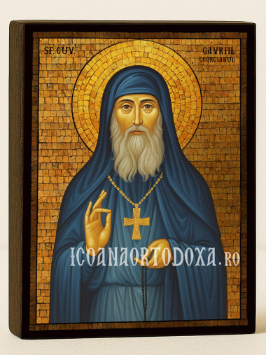 Icoană cu Sfântul Gavriil Atonitul cu mozaic auriu decorativ