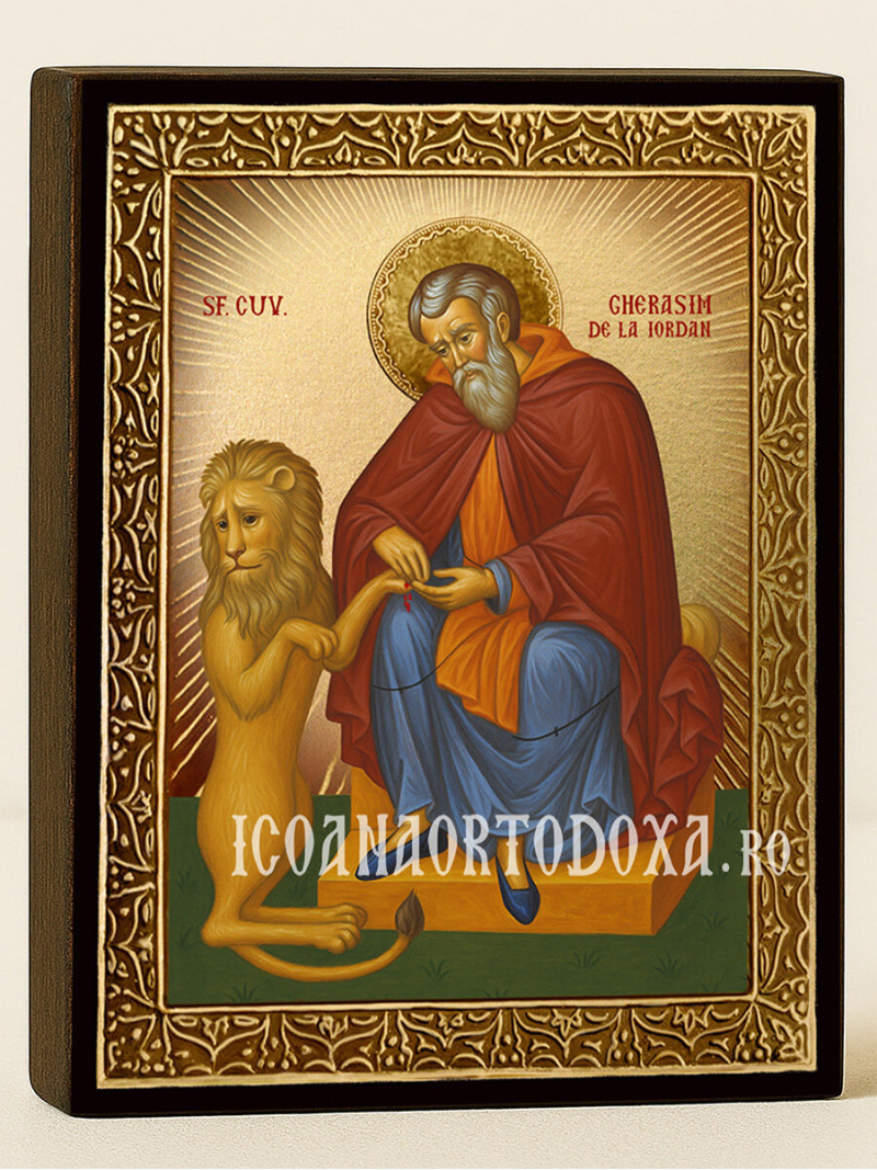 Icoană cu Sfântul Gherasim cu raze aurii decorative