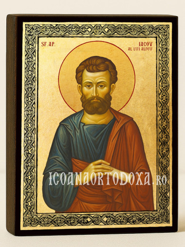 Icoană aurită cu Sfântul Iacov Alfeu și ramă decorativă