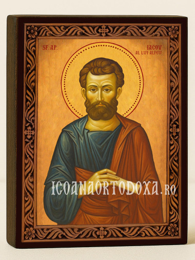 Icoană cu Sfântul Iacov Alfeu cu ramă decorativă rustică