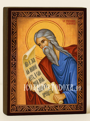 Icoană cu Sfântul Ieremia cu ramă decorativă rustică