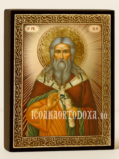 Icoană cu Sfântul Ilie cu raze aurii decorative