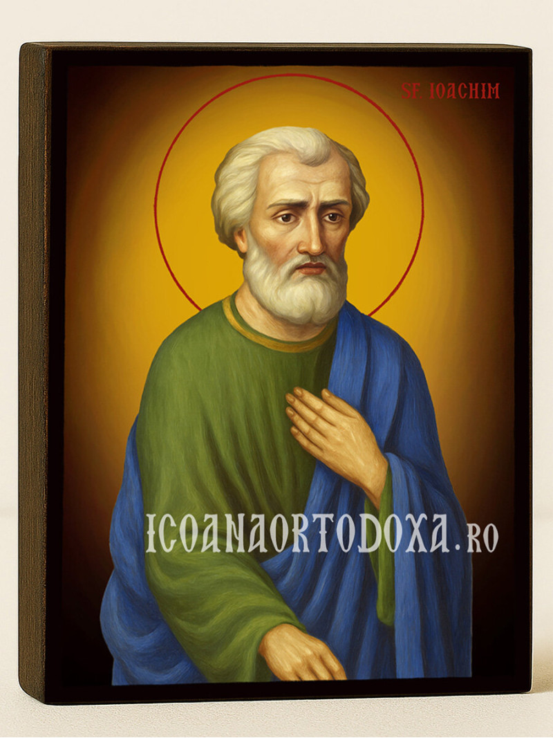 Icoană cu Sfântul Ioachim cu fundal galben luminos