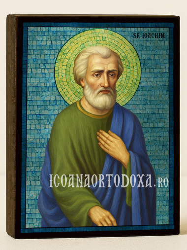 Icoană cu Sfântul Ioachim cu mozaic albastru argintiu