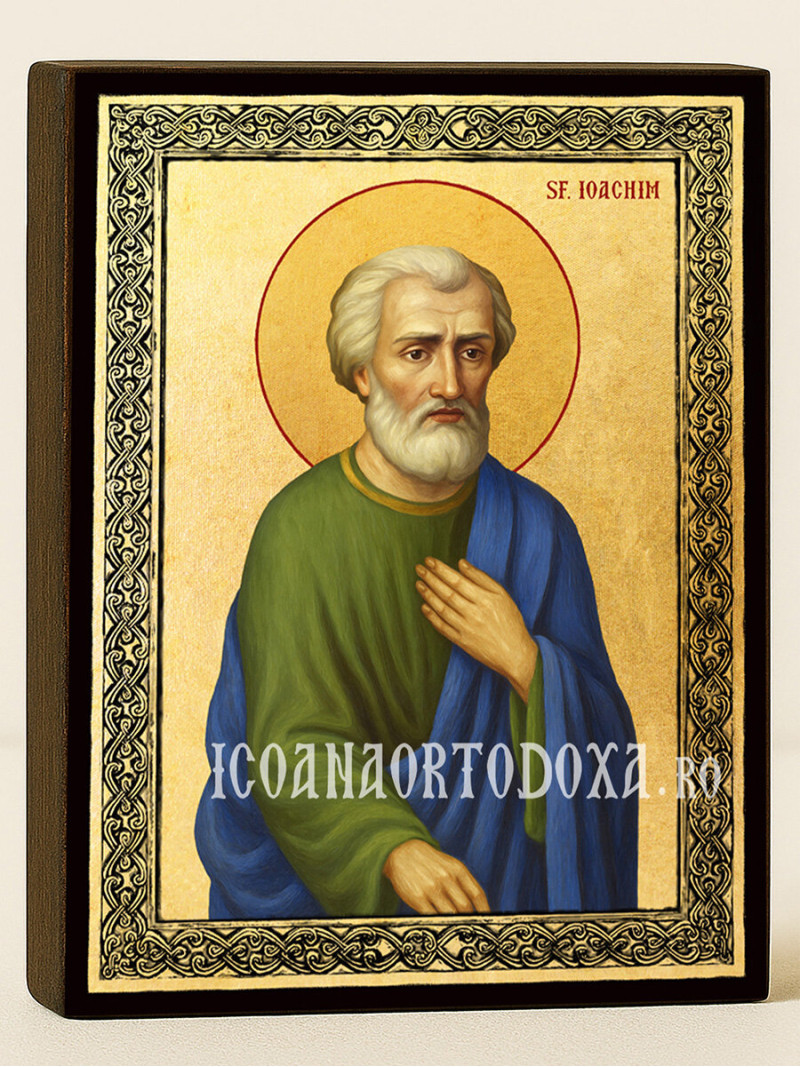 Icoană aurită cu Sfântul Ioachim și ramă decorativă