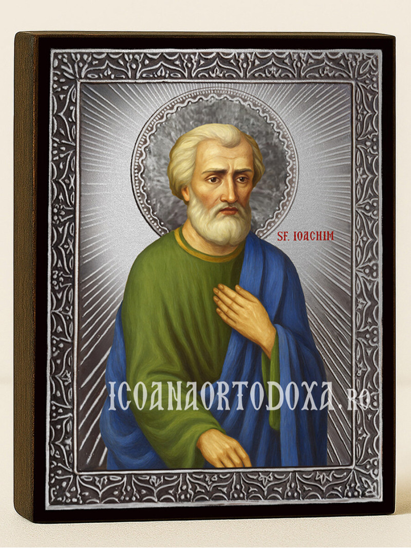 Icoană cu Sfântul Ioachim cu raze argintii decorative