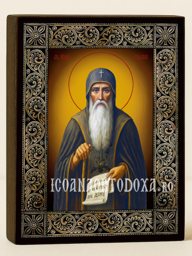 Icoană cu Sfântul Ioan de Rila cu ramă florală decorativă