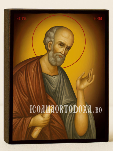 Icoană cu Sfântul Iona cu fundal galben luminos