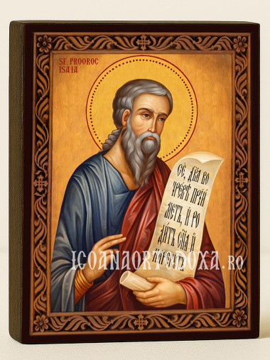 Icoană cu Sfântul Isaia cu ramă decorativă rustică