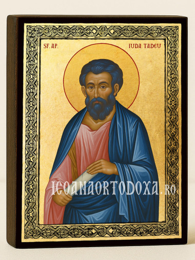 Icoană aurită cu Sfântul Iuda Tadeu și ramă decorativă