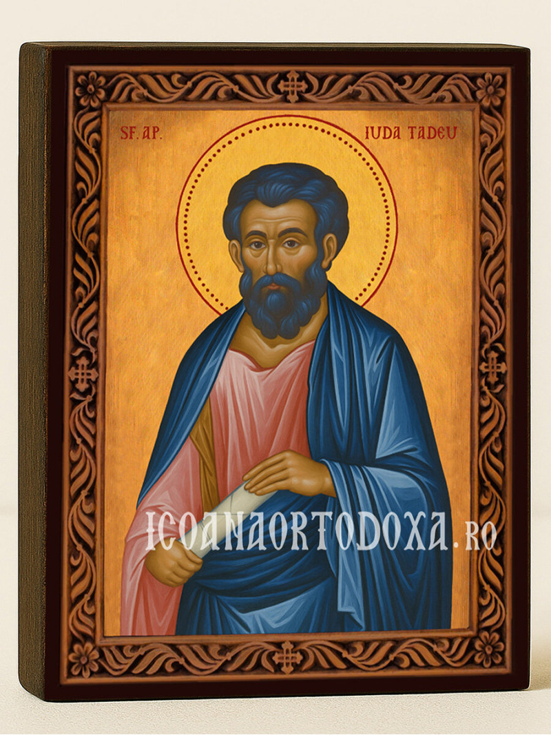 Icoană cu Sfântul Iuda Tadeu cu ramă decorativă rustică