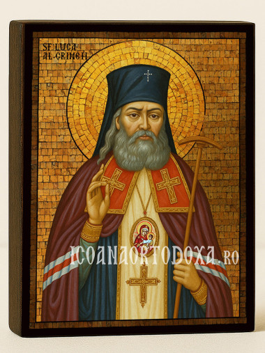 Icoană cu Sfântul Luca al Crimeei cu mozaic auriu decorativ