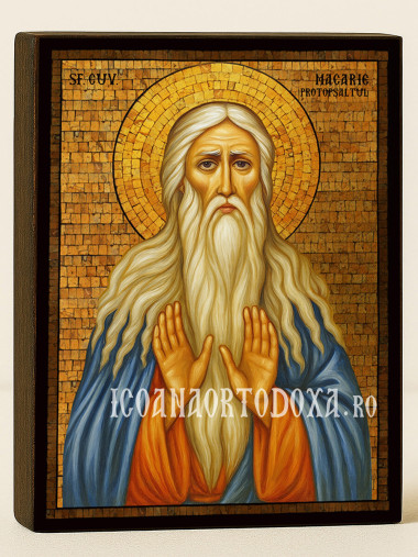 Icoană cu Sfântul Macarie cu mozaic auriu decorativ