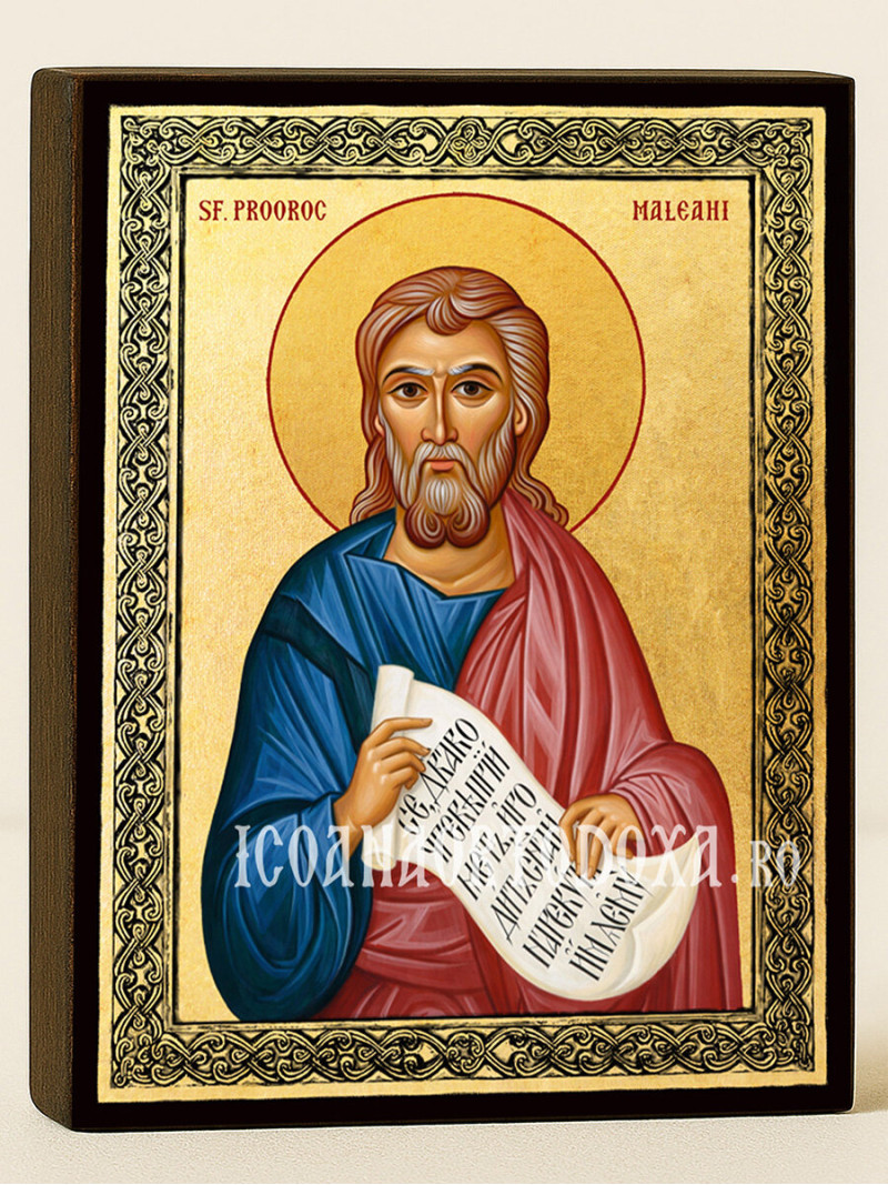 Icoană aurită cu Sfântul Maleahi și ramă decorativă