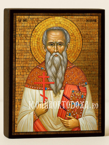 Icoană cu Sfântul Miron cu mozaic auriu decorativ