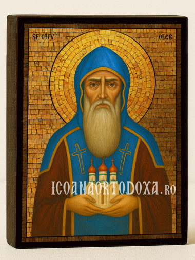 Icoană cu Sfântul Oleg cu mozaic auriu decorativ