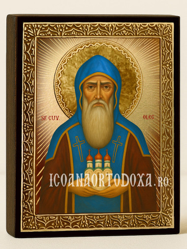 Icoană cu Sfântul Oleg cu raze aurii decorative