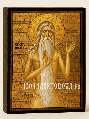 Icoană cu Sfântul Onufrie cu mozaic auriu decorativ