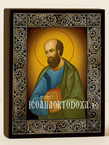 Icoană cu Sfântul Pavel și ramă florală decorativă