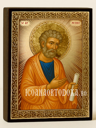 Icoană cu Sfântul Petru cu raze aurii decorative