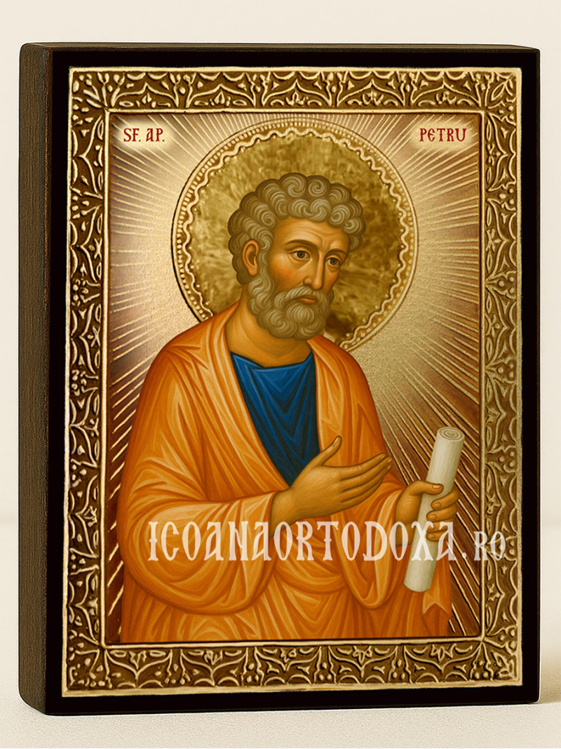Icoană cu Sfântul Petru cu raze aurii decorative