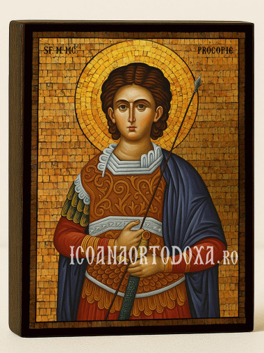 Icoană cu Sfântul Procopie cu mozaic auriu decorativ