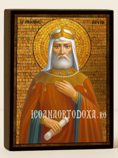 Icoană cu Sfântul Regele Proroc David cu mozaic auriu
