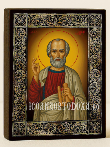 Icoană cu Sfântul Simon și ramă florală decorativă
