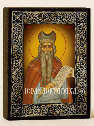 Icoană cu Sfântul Zaharia și ramă florală decorativă