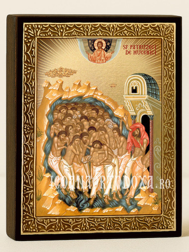 Icoană aurită cu Sfinții 40 de Mucenici cu raze decorative